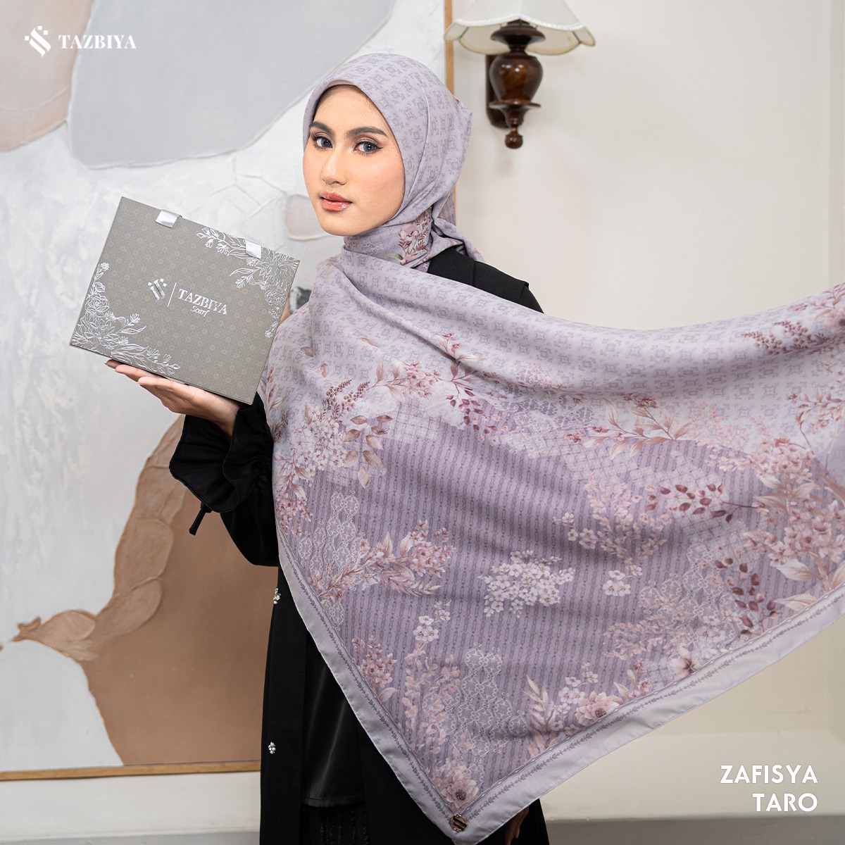 TAZBIYA SCARF - ZAFISYA SERIES I TAZBIYA HIJAB VOAL MOTIF JAHIT TEPI 