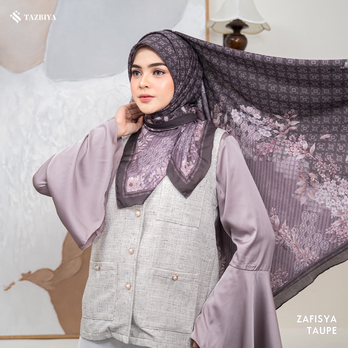 TAZBIYA SCARF - ZAFISYA SERIES I TAZBIYA HIJAB VOAL MOTIF JAHIT TEPI 