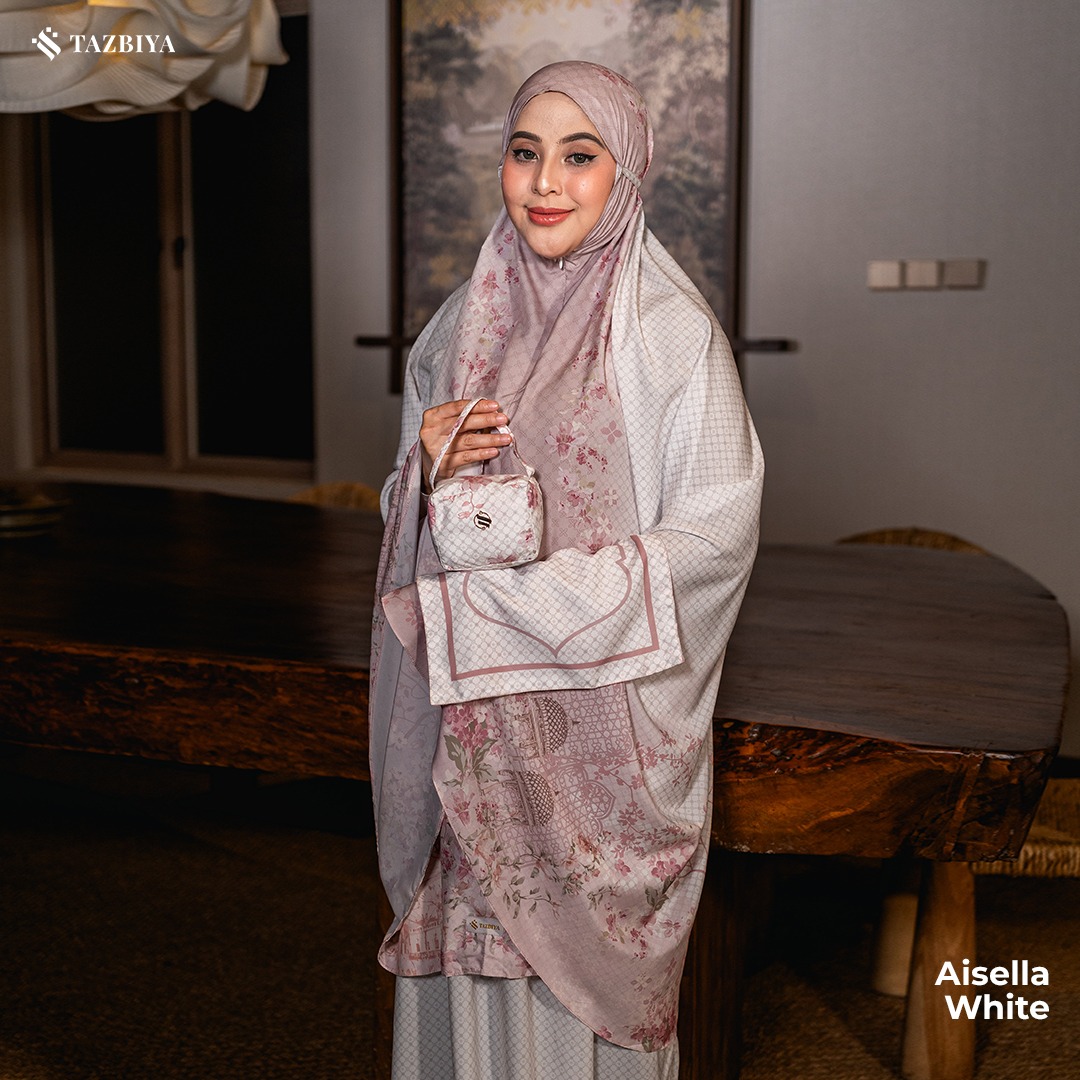 [NEW] TAZBIYA - Mukena Travel Premium 2in1 Sajadah Aisella Series (Mukena Travel Inovasi Bahan Halus Anti Berisik)