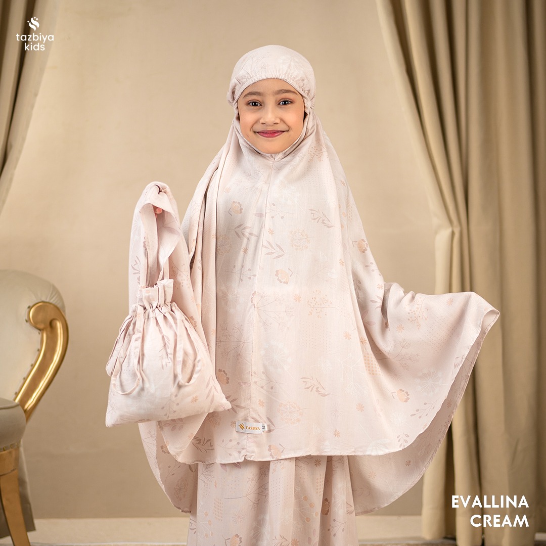 TAZBIYA MUKENA ANAK RAYON EVALLINA I Mukena Anak Motif TK SD SMP | Mukena Anak 4-14 Tahun