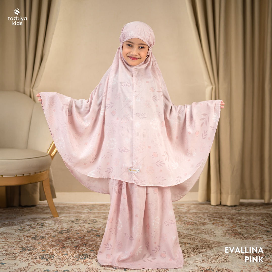 TAZBIYA MUKENA ANAK RAYON EVALLINA I Mukena Anak Motif TK SD SMP | Mukena Anak 4-14 Tahun