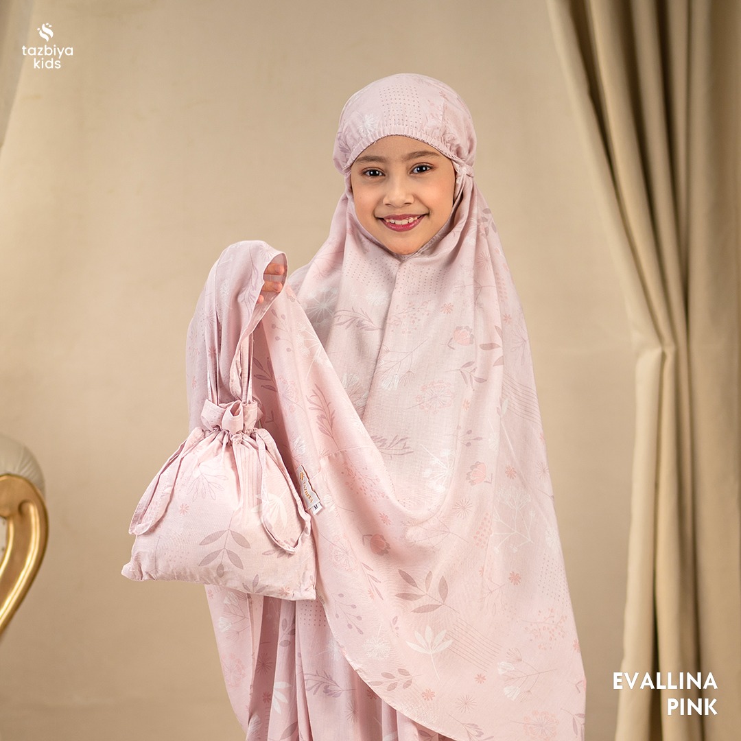 TAZBIYA MUKENA ANAK RAYON EVALLINA I Mukena Anak Motif TK SD SMP | Mukena Anak 4-14 Tahun
