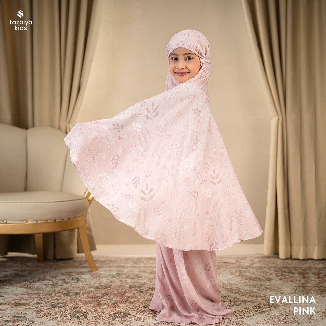 TAZBIYA MUKENA ANAK RAYON EVALLINA I Mukena Anak Motif TK SD SMP | Mukena Anak 4-14 Tahun
