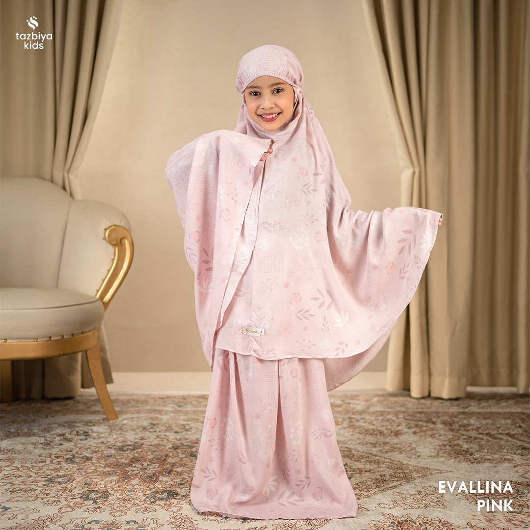TAZBIYA MUKENA ANAK RAYON EVALLINA I Mukena Anak Motif TK SD SMP | Mukena Anak 4-14 Tahun