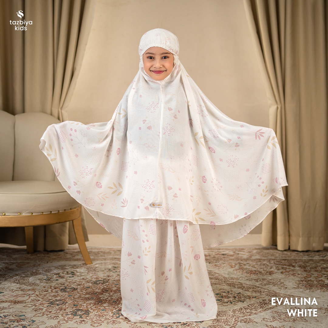 TAZBIYA MUKENA ANAK RAYON EVALLINA I Mukena Anak Motif TK SD SMP | Mukena Anak 4-14 Tahun