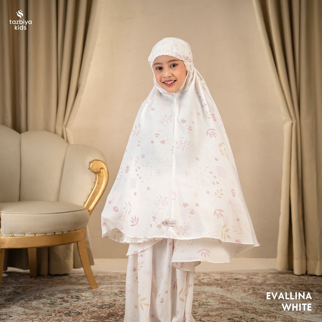 TAZBIYA MUKENA ANAK RAYON EVALLINA I Mukena Anak Motif TK SD SMP | Mukena Anak 4-14 Tahun