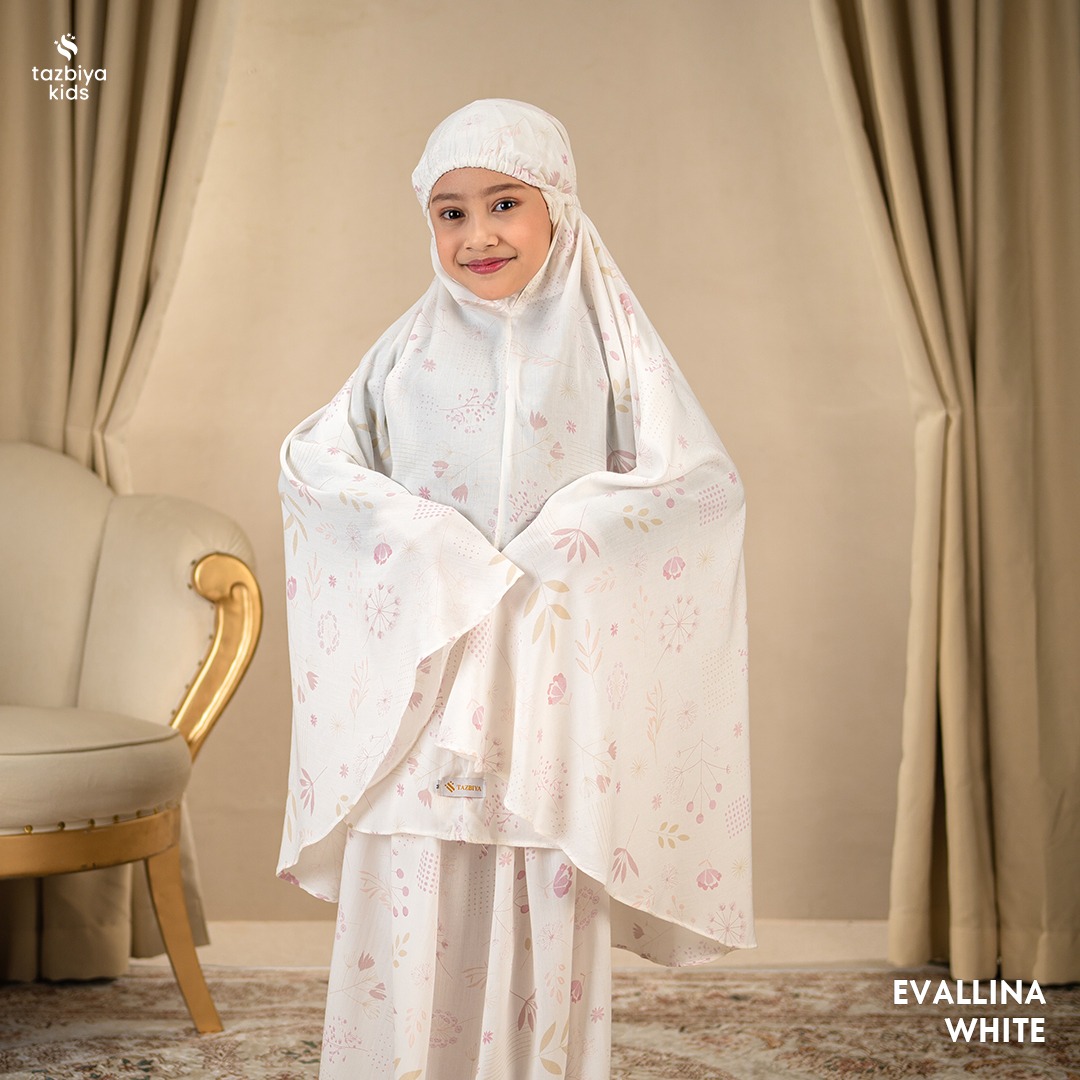 TAZBIYA MUKENA ANAK RAYON EVALLINA I Mukena Anak Motif TK SD SMP | Mukena Anak 4-14 Tahun