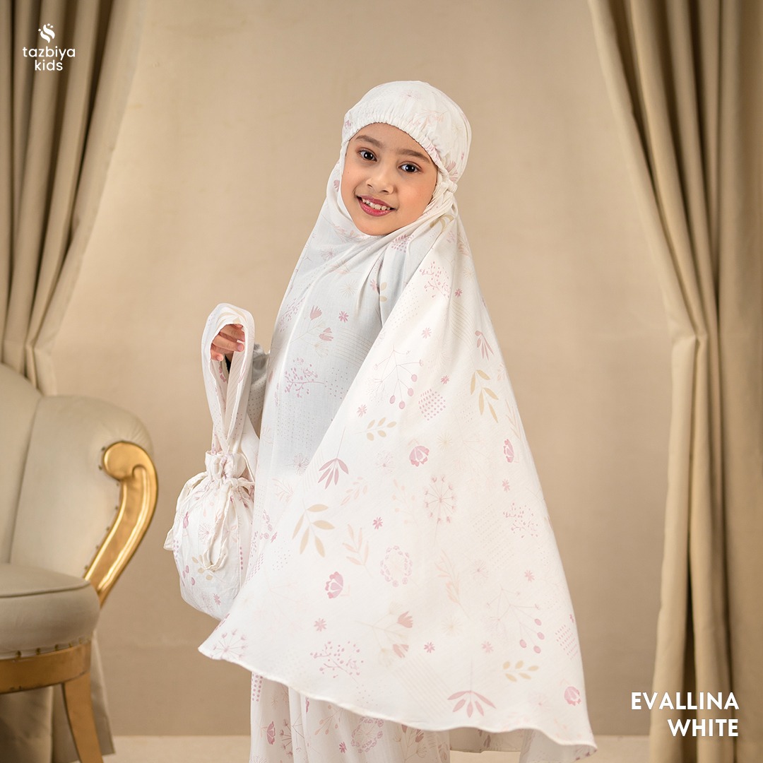TAZBIYA MUKENA ANAK RAYON EVALLINA I Mukena Anak Motif TK SD SMP | Mukena Anak 4-14 Tahun