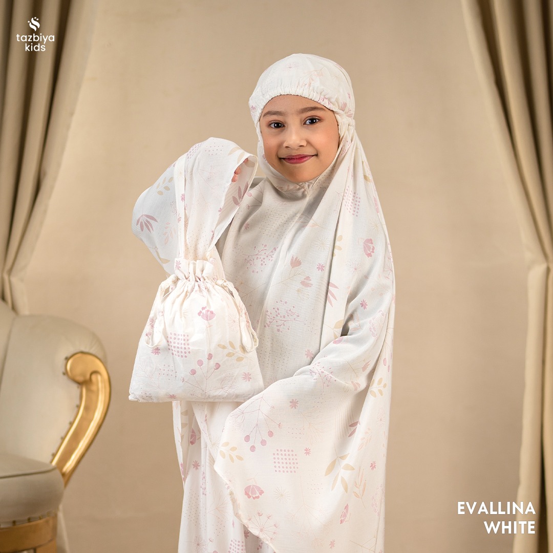 TAZBIYA MUKENA ANAK RAYON EVALLINA I Mukena Anak Motif TK SD SMP | Mukena Anak 4-14 Tahun