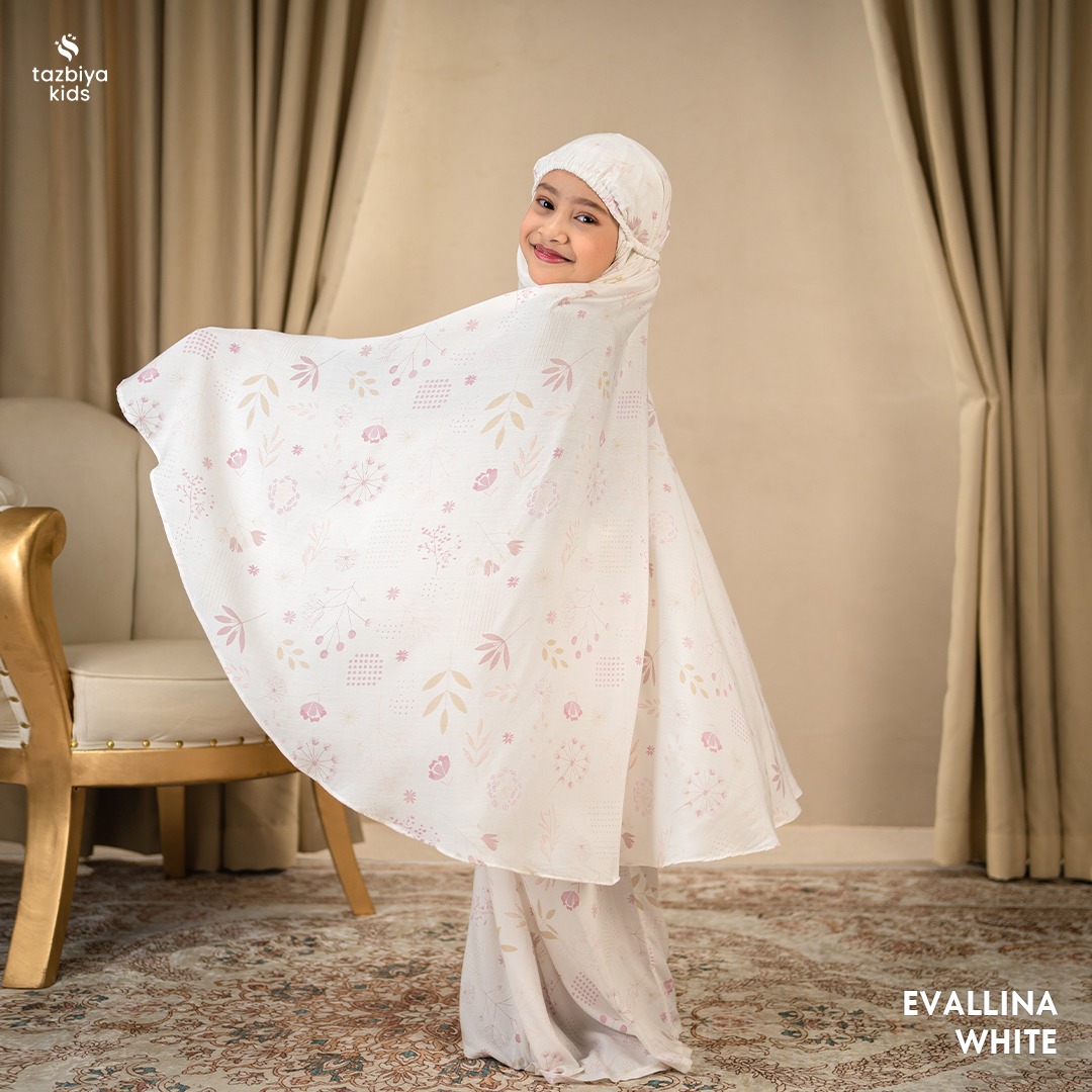 TAZBIYA MUKENA ANAK RAYON EVALLINA I Mukena Anak Motif TK SD SMP | Mukena Anak 4-14 Tahun