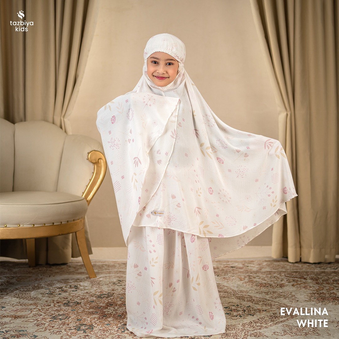 TAZBIYA MUKENA ANAK RAYON EVALLINA I Mukena Anak Motif TK SD SMP | Mukena Anak 4-14 Tahun
