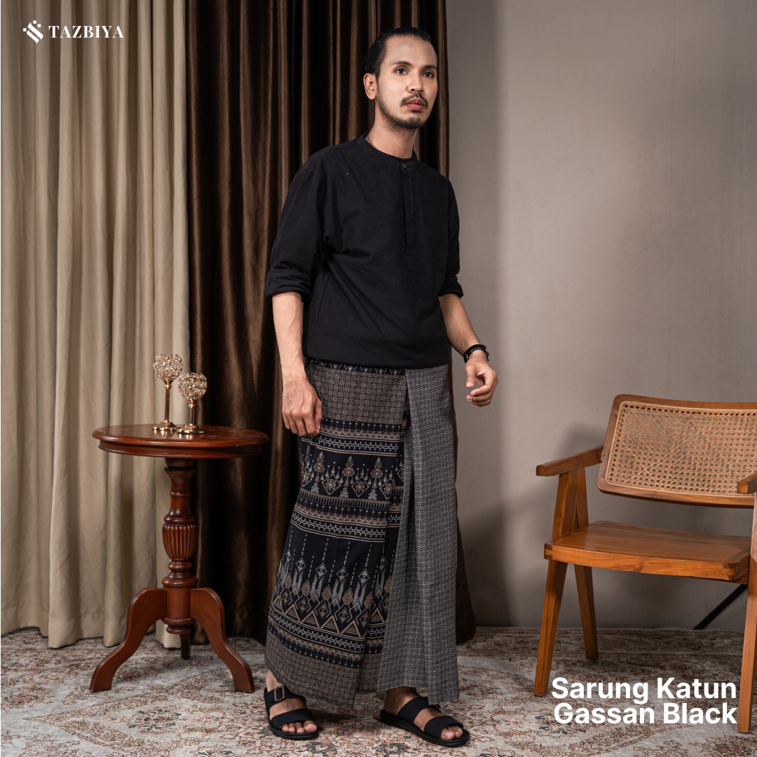 TAZBIYA PRAYER-SET SARUNG KATUN GASSAN SERIES I SARUNG LAKI LAKI DEWASA MOTIF