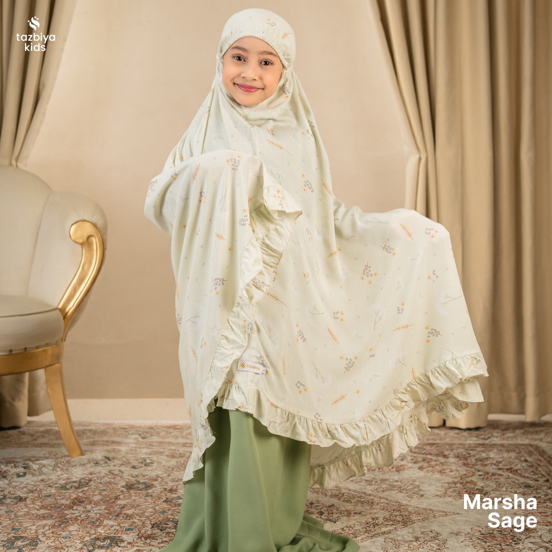 TAZBIYA MUKENA ANAK RAYON RUFFLE MARSYA I Mukena Anak Motif TK SD SMP | Mukena Anak 4-14 Tahun