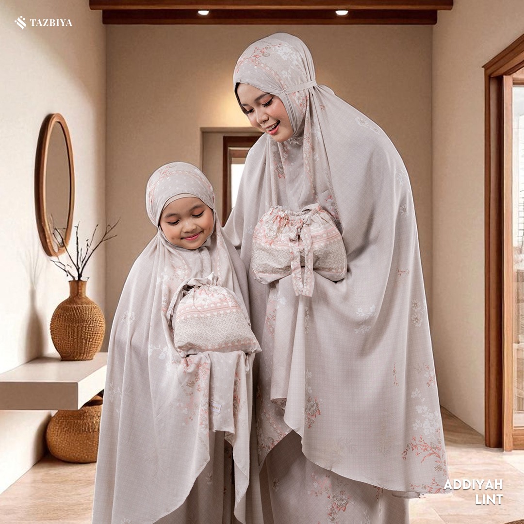 TAZBIYA KOLEKSI MUKENA COUPLE SET IBU - ANAK SERIES I TAS POUCH