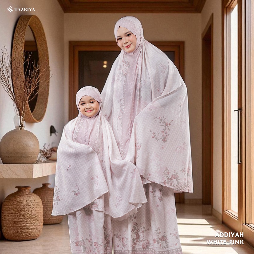 TAZBIYA KOLEKSI MUKENA COUPLE SET IBU - ANAK SERIES I TAS POUCH