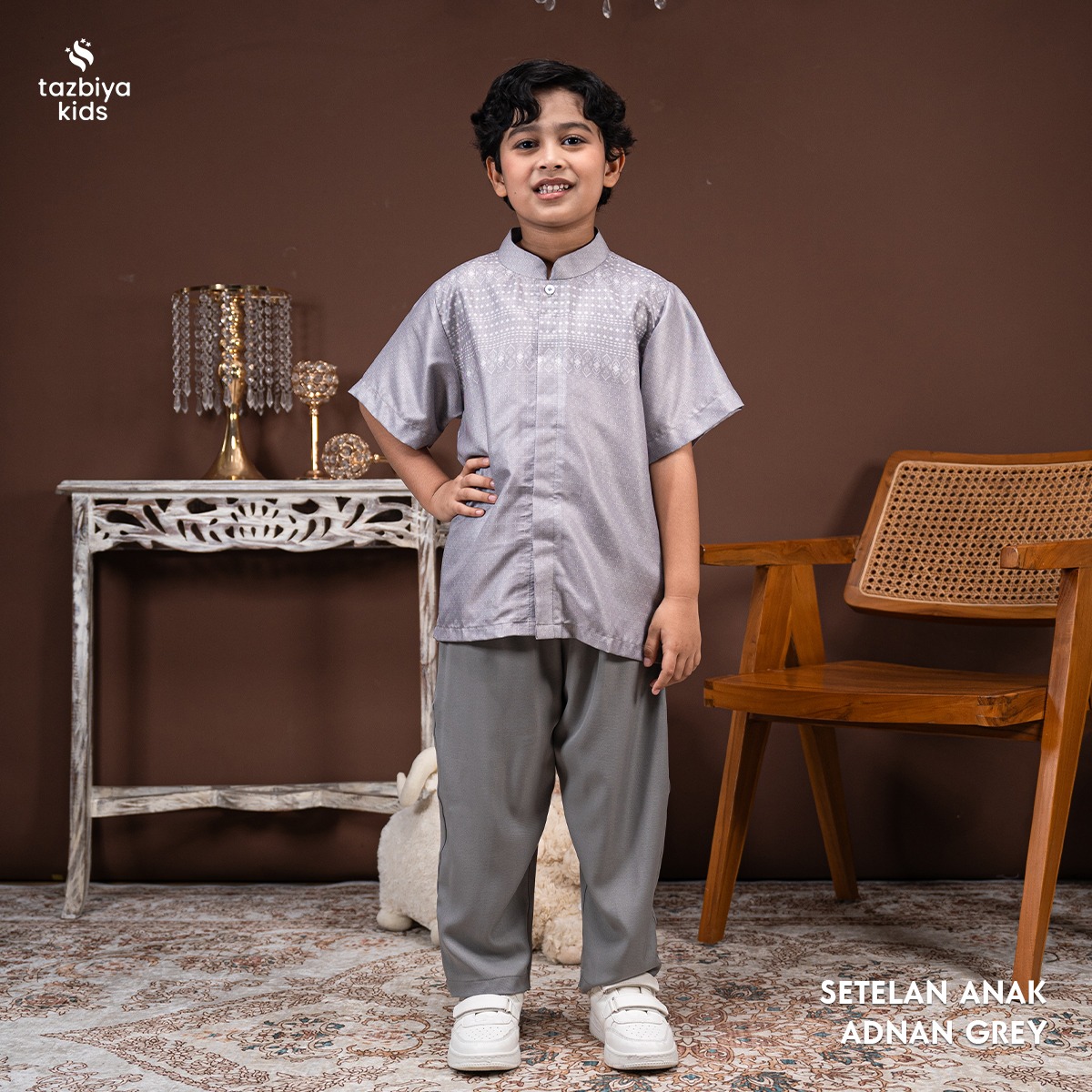 TAZBIYA Setelan Baju Koko Anak Laki-Laki | Koko Lengan Pendek + Celana Panjang | Koko Anak Lengan Panjang | Baju Muslim Anak Usia 1-8 Tahun