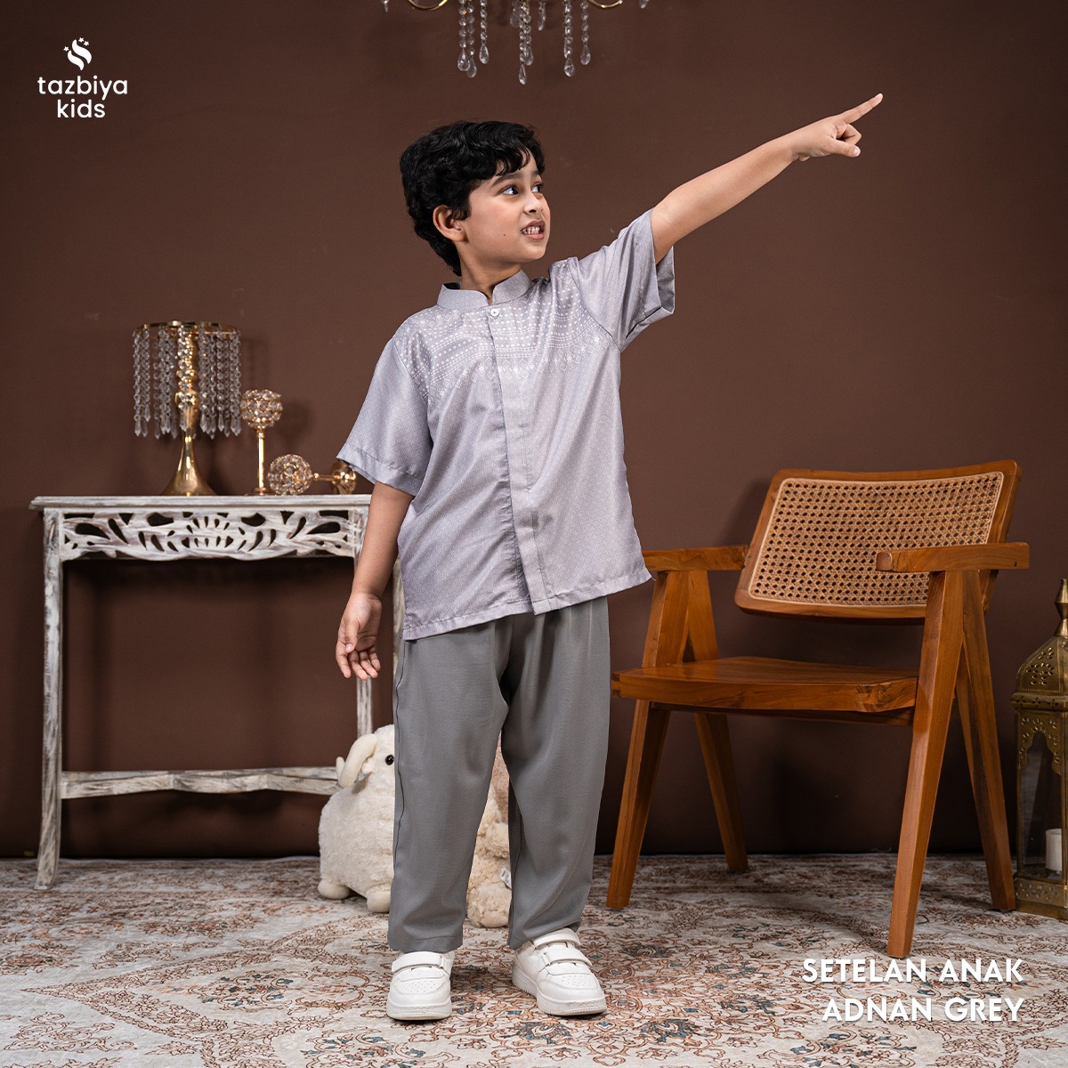 TAZBIYA Setelan Baju Koko Anak Laki-Laki | Koko Lengan Pendek + Celana Panjang | Koko Anak Lengan Panjang | Baju Muslim Anak Usia 1-8 Tahun