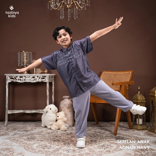 TAZBIYA Setelan Baju Koko Anak Laki-Laki | Koko Lengan Pendek + Celana Panjang | Koko Anak Lengan Panjang | Baju Muslim Anak Usia 1-8 Tahun