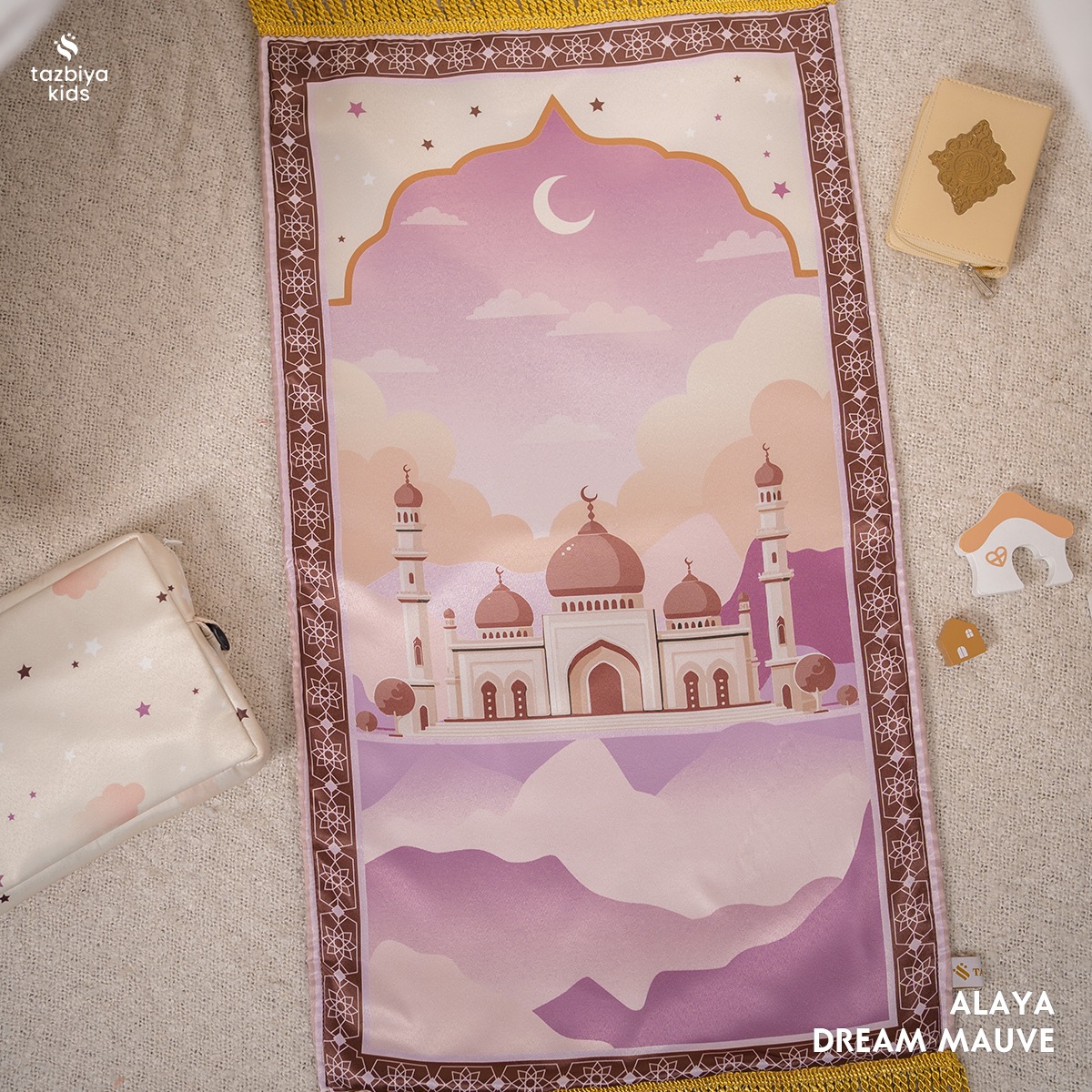 TAZBIYA SAJADAH ANAK BUSA VELVET MOTIF PREMIUM | FREE TAS POUCH