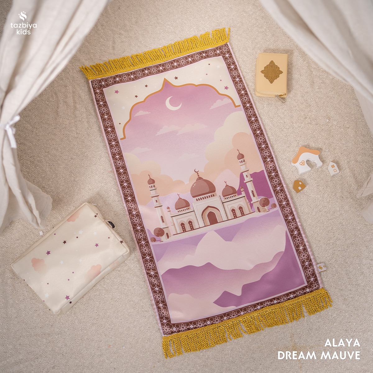 TAZBIYA SAJADAH ANAK BUSA VELVET MOTIF PREMIUM | FREE TAS POUCH