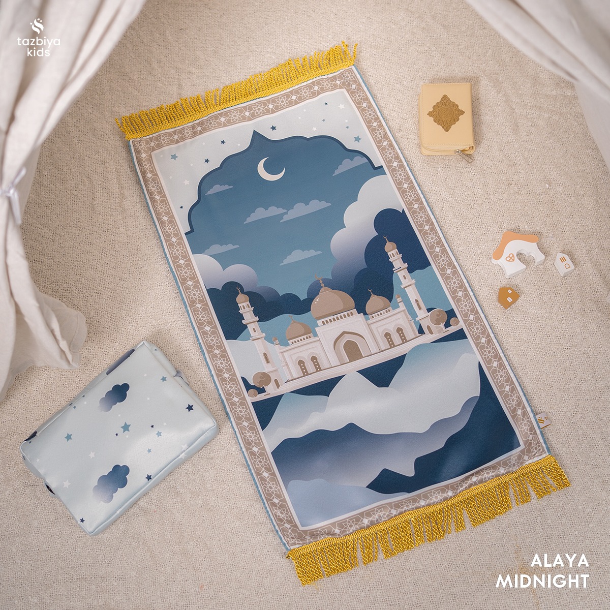 TAZBIYA SAJADAH ANAK BUSA VELVET MOTIF PREMIUM | FREE TAS POUCH