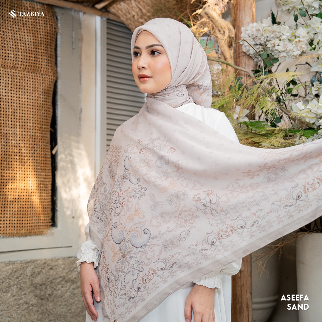 TAZBIYA SCARF - ASEEFA SERIES I TAZBIYA HIJAB VOAL MOTIF JAHIT TEPI