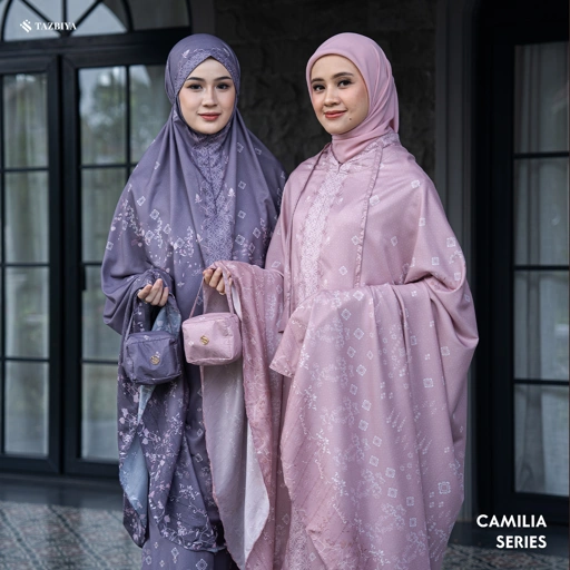 Image of TAZBIYA MUKENA TRAVEL 2IN1 CAMILIA SERIES | Mukena Travel Dewasa Motif