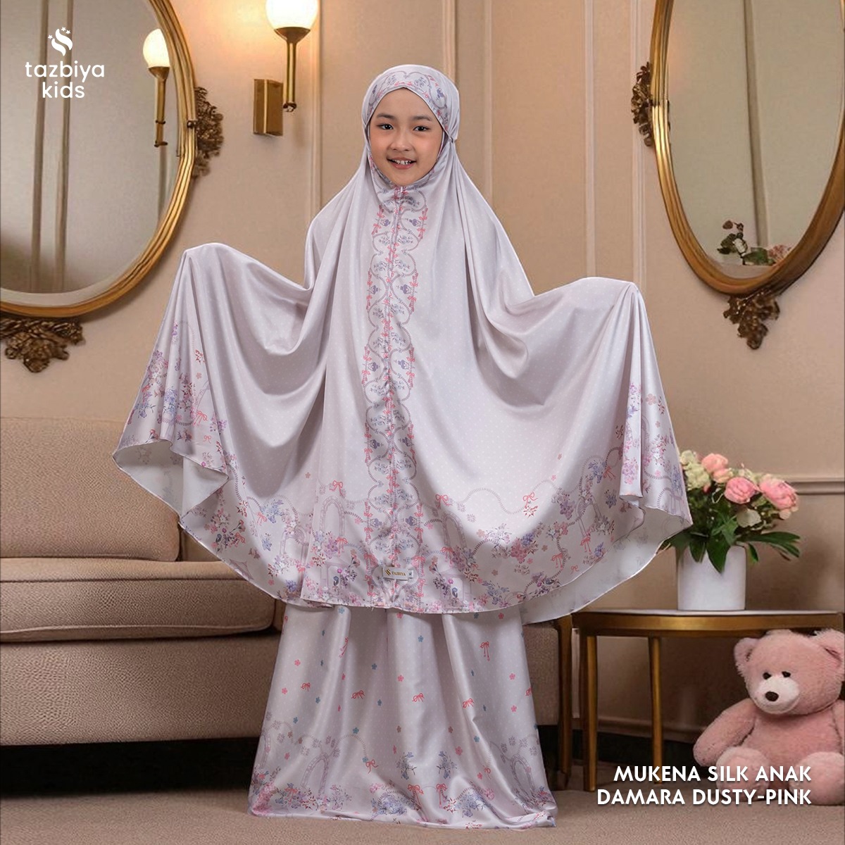 TAZBIYA MUKENA ANAK SILK DAMARA SERIES I Mukena Anak Motif TK SD SMP | Mukena Anak 4-14 Tahun