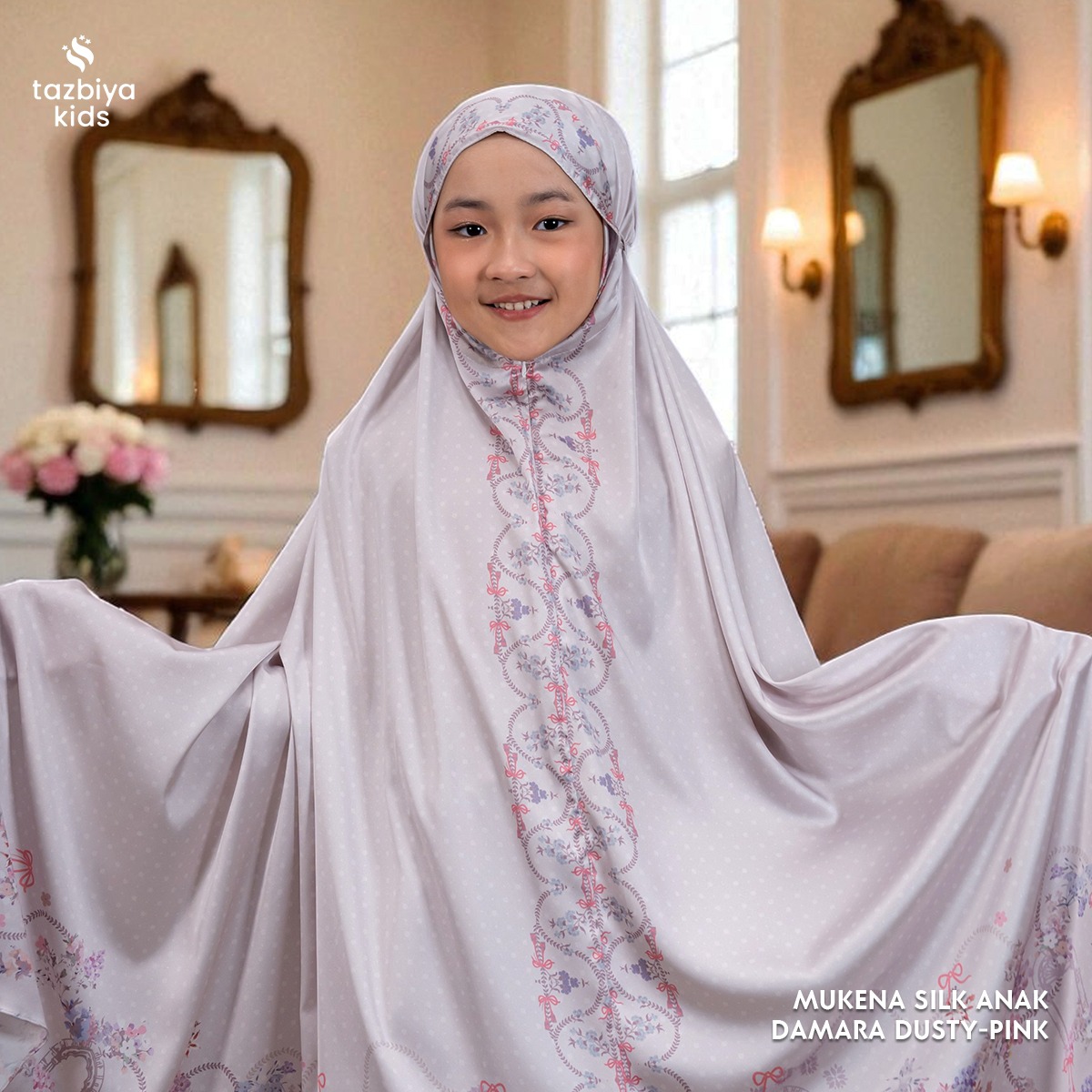TAZBIYA MUKENA ANAK SILK DAMARA SERIES I Mukena Anak Motif TK SD SMP | Mukena Anak 4-14 Tahun