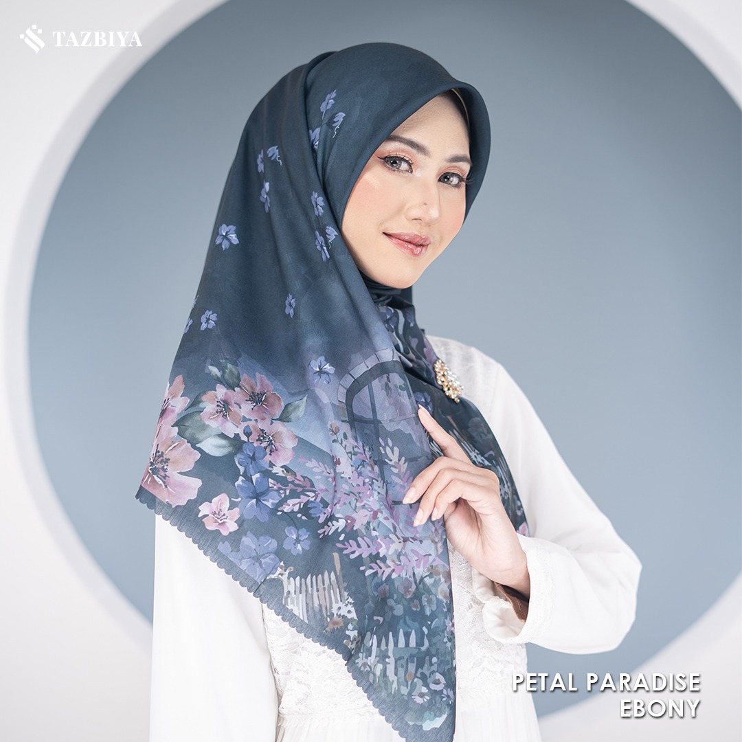 TAZBIYA SCARF - PETAL PARADISE SERIES I TAZBIYA HIJAB VOAL MOTIF LASER CUT
