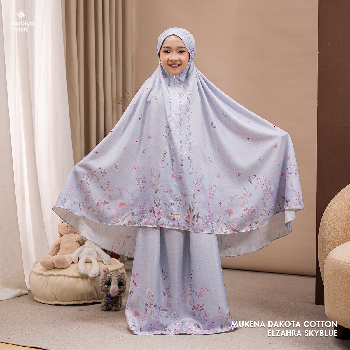 TAZBIYA MUKENA ANAK COTTON ELZAHRA SERIES | Mukena Anak Motif TK SD SMP | Mukena Anak 4-14 Tahun