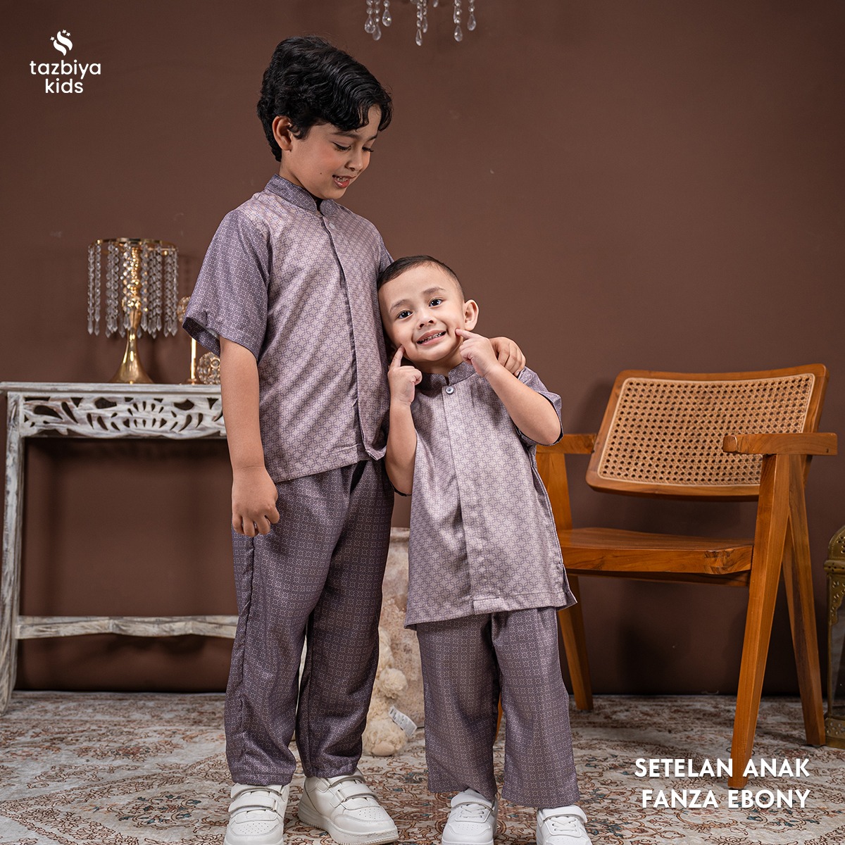 TAZBIYA Setelan Baju Koko Anak Laki-Laki | Koko Lengan Pendek + Celana Panjang | Koko Anak Lengan Panjang | Baju Muslim Anak Usia 1-8 Tahun