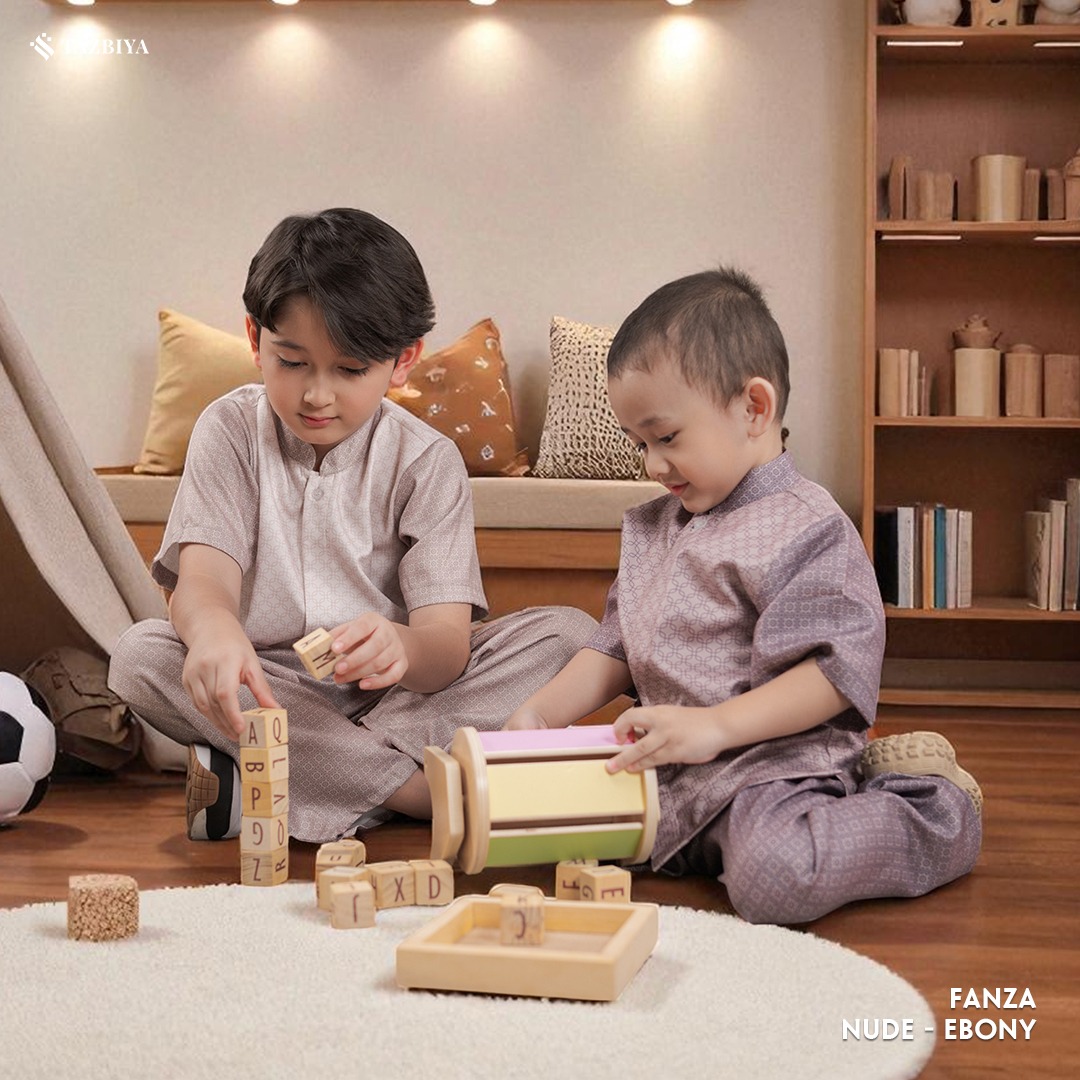 TAZBIYA Setelan Baju Koko Anak Laki-Laki | Koko Lengan Pendek + Celana Panjang | Koko Anak Lengan Panjang | Baju Muslim Anak Usia 1-8 Tahun