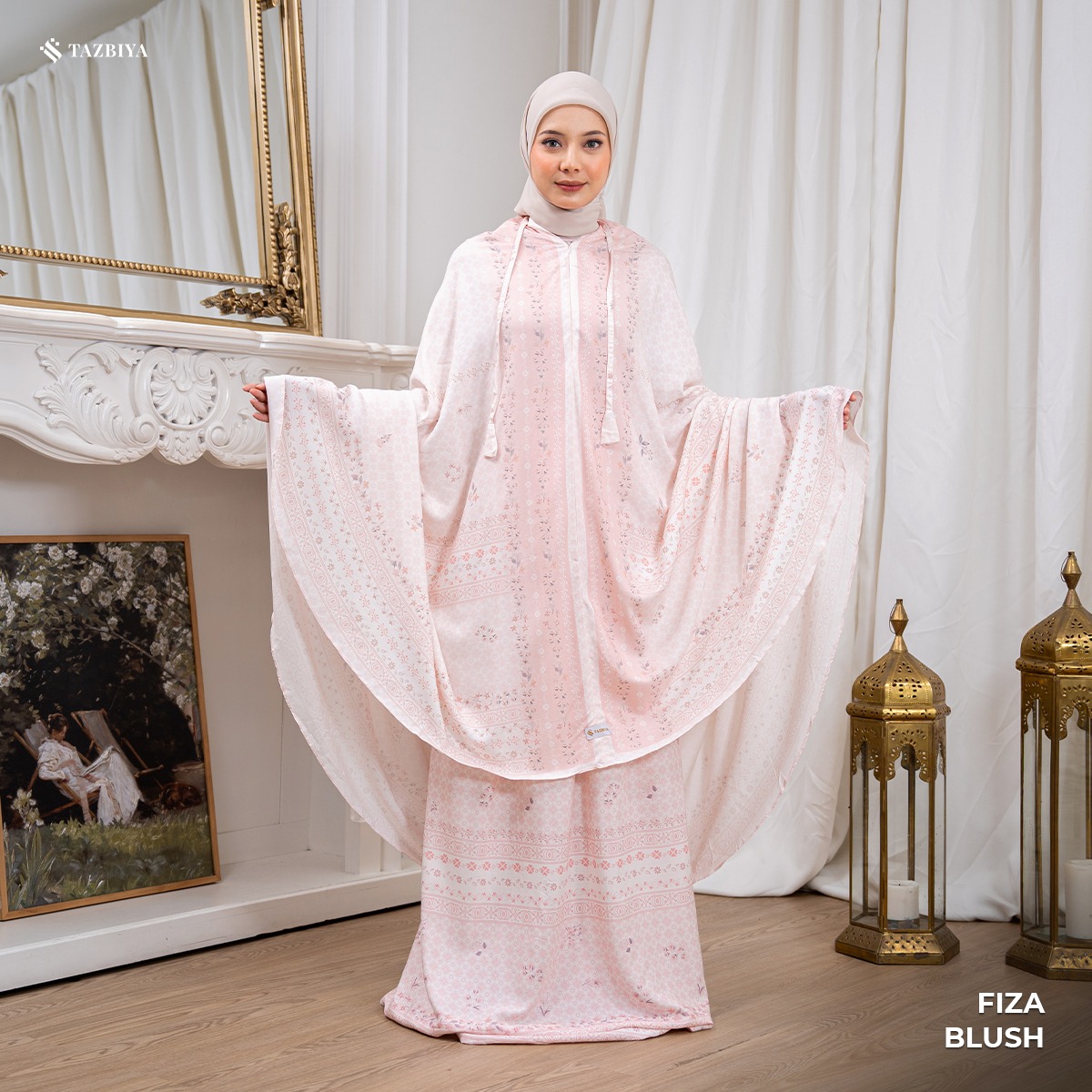 TAZBIYA MUKENA PREMIUM RAYON WATERCOLOR FIZA SERIES ALLSIZE