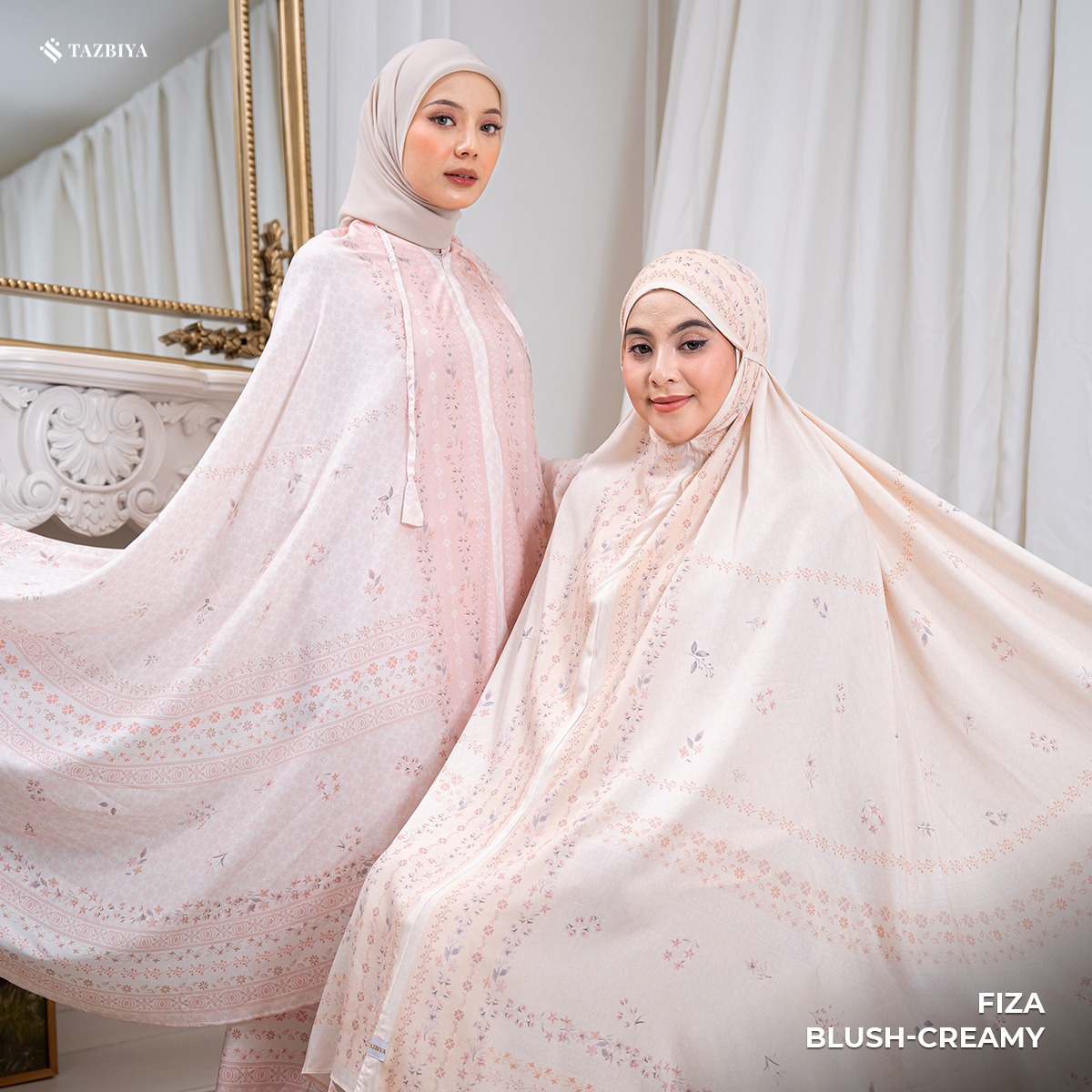 TAZBIYA MUKENA PREMIUM RAYON WATERCOLOR FIZA SERIES ALLSIZE