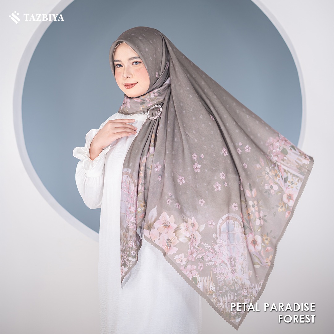 TAZBIYA SCARF - PETAL PARADISE SERIES I TAZBIYA HIJAB VOAL MOTIF LASER CUT