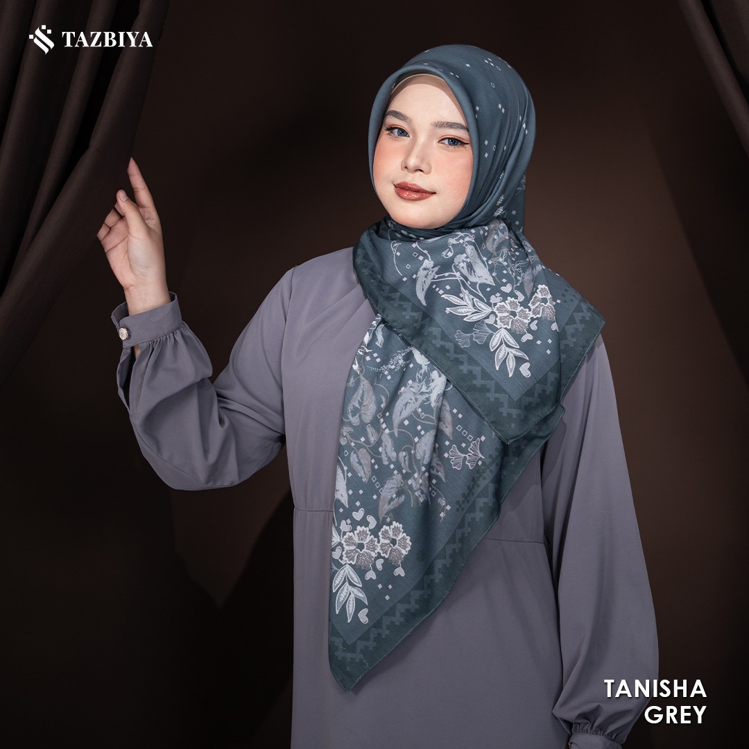 TAZBIYA SCARF - TANISHA SERIES I TAZBIYA HIJAB VOAL MOTIF JAHIT TEPI