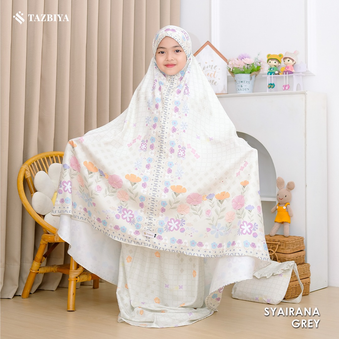 TAZBIYA MUKENA ANAK COTTON SYAIRANA SERIES | Mukena Anak Motif TK SD SMP | Mukena Anak 4-14 Tahun