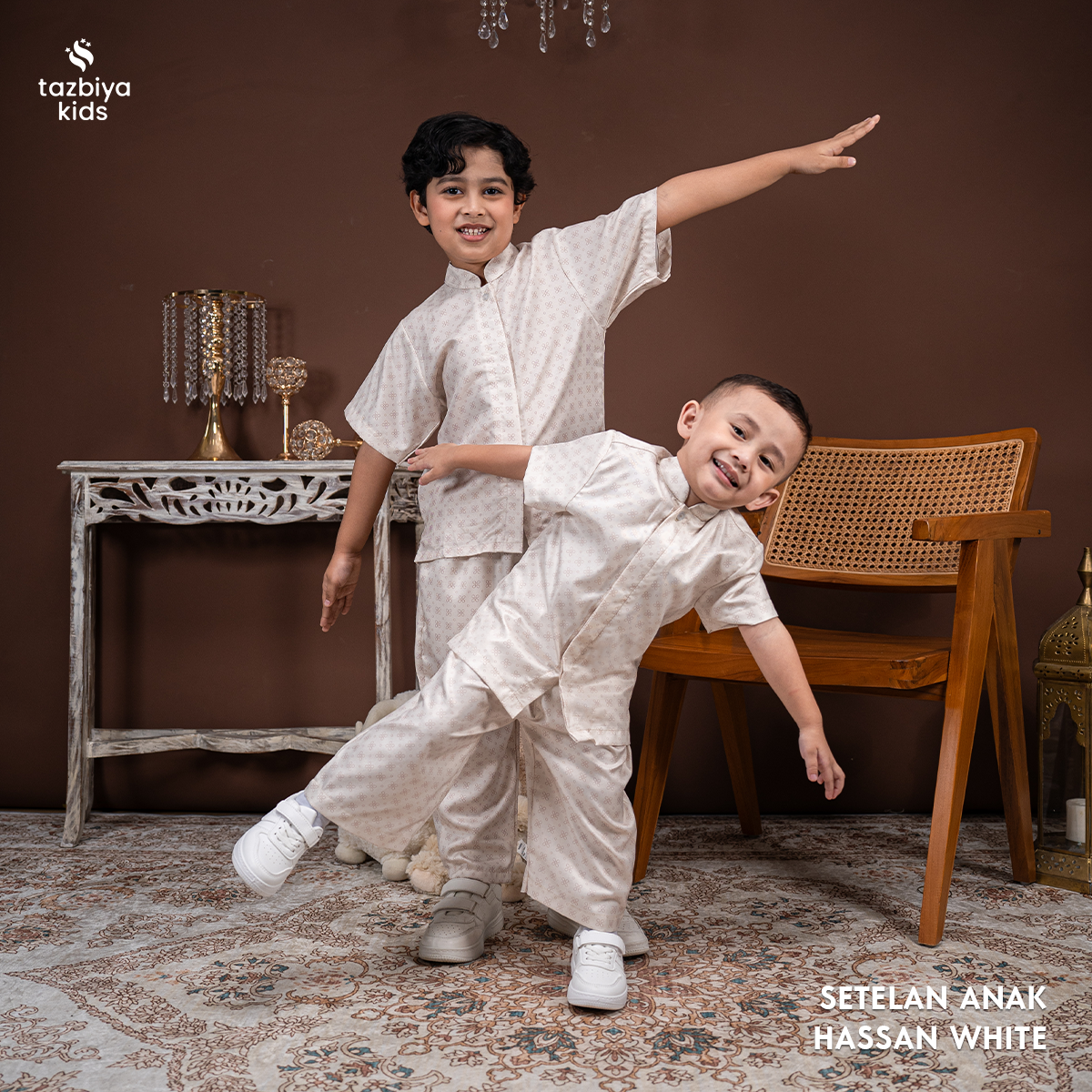 TAZBIYA Setelan Baju Koko Anak Laki-Laki | Koko Lengan Pendek + Celana Panjang | Koko Anak Lengan Panjang | Baju Muslim Anak Usia 1-8 Tahun