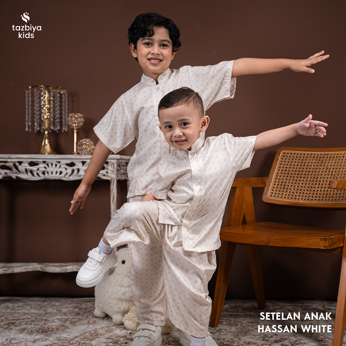 TAZBIYA Setelan Baju Koko Anak Laki-Laki | Koko Lengan Pendek + Celana Panjang | Koko Anak Lengan Panjang | Baju Muslim Anak Usia 1-8 Tahun