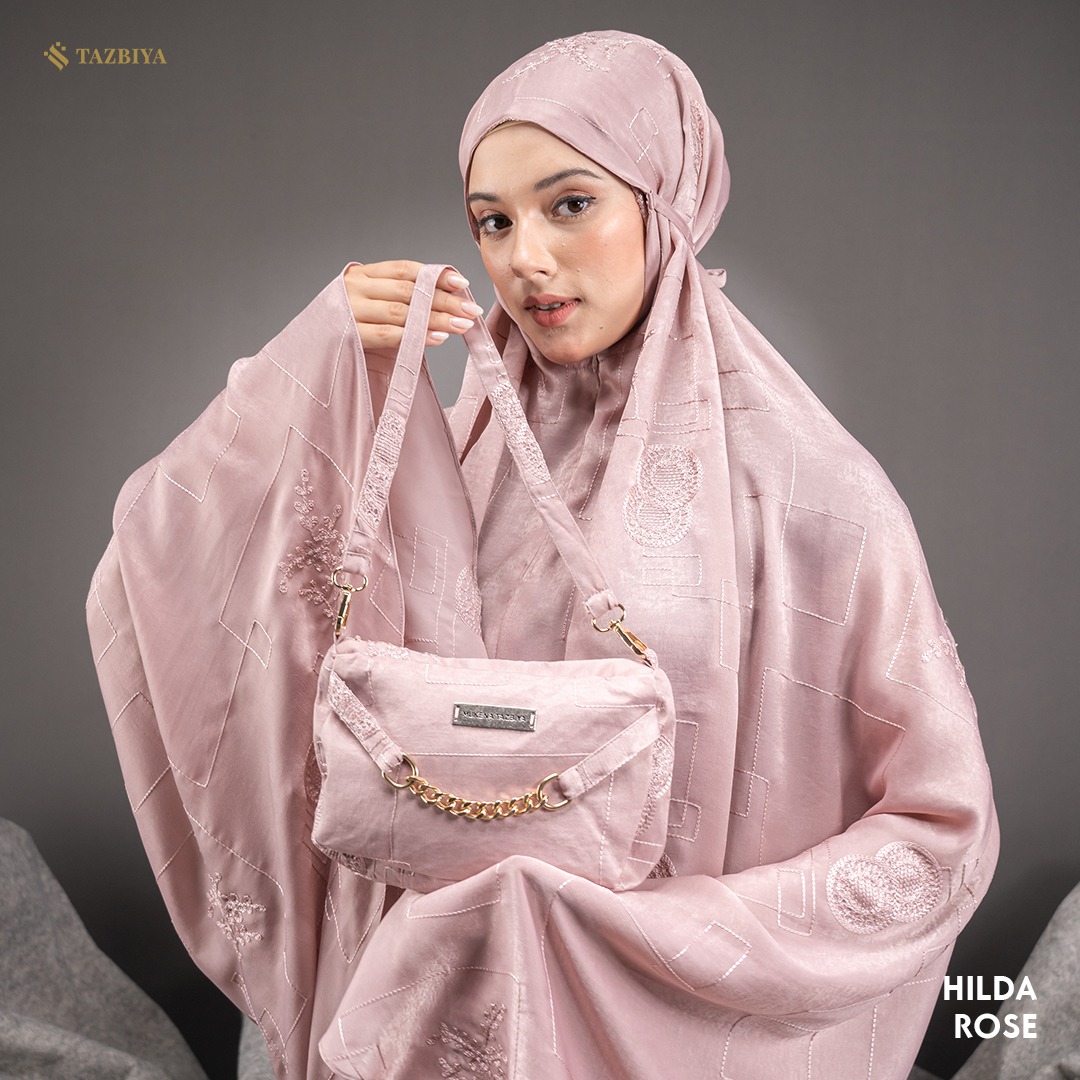 MUKENA PREMIUM SILK BORDIR TAZBIYA DEWASA HILDA SERIES