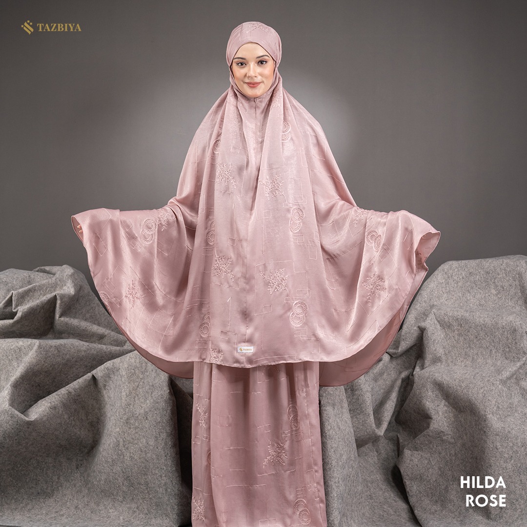 MUKENA PREMIUM SILK BORDIR TAZBIYA DEWASA HILDA SERIES