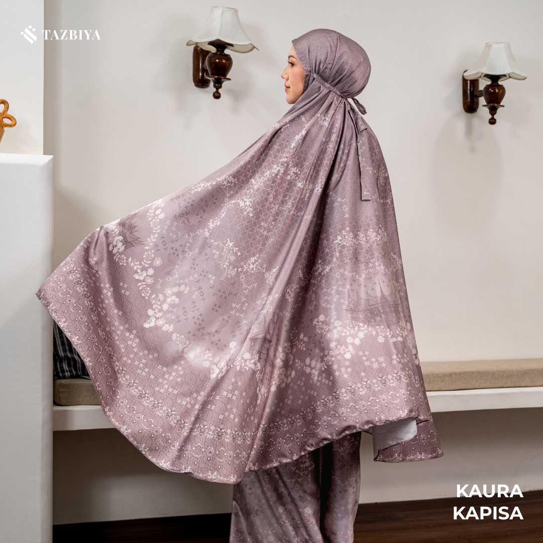 TAZBIYA - Mukena Silk KAURA Series (Mukena Dewasa Motif Nusantara Heritage Bahan Silk 2 in 1 dengan Sajadah Mini)
