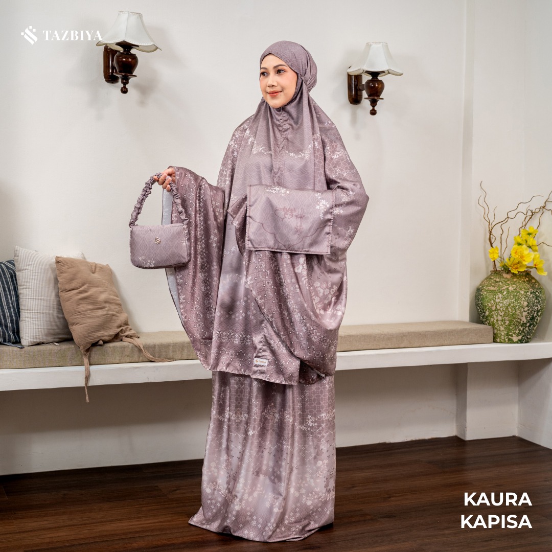 TAZBIYA - Mukena Silk KAURA Series (Mukena Dewasa Motif Nusantara Heritage Bahan Silk 2 in 1 dengan Sajadah Mini)