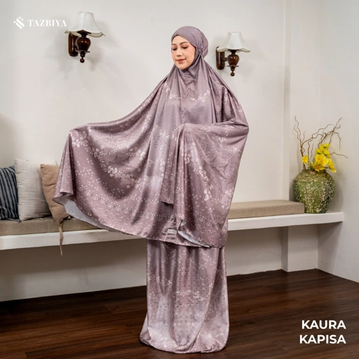 Image of TAZBIYA - Mukena Silk KAURA Series (Mukena Dewasa Motif Nusantara Heritage Bahan Silk 2 in 1 dengan Sajadah Mini)