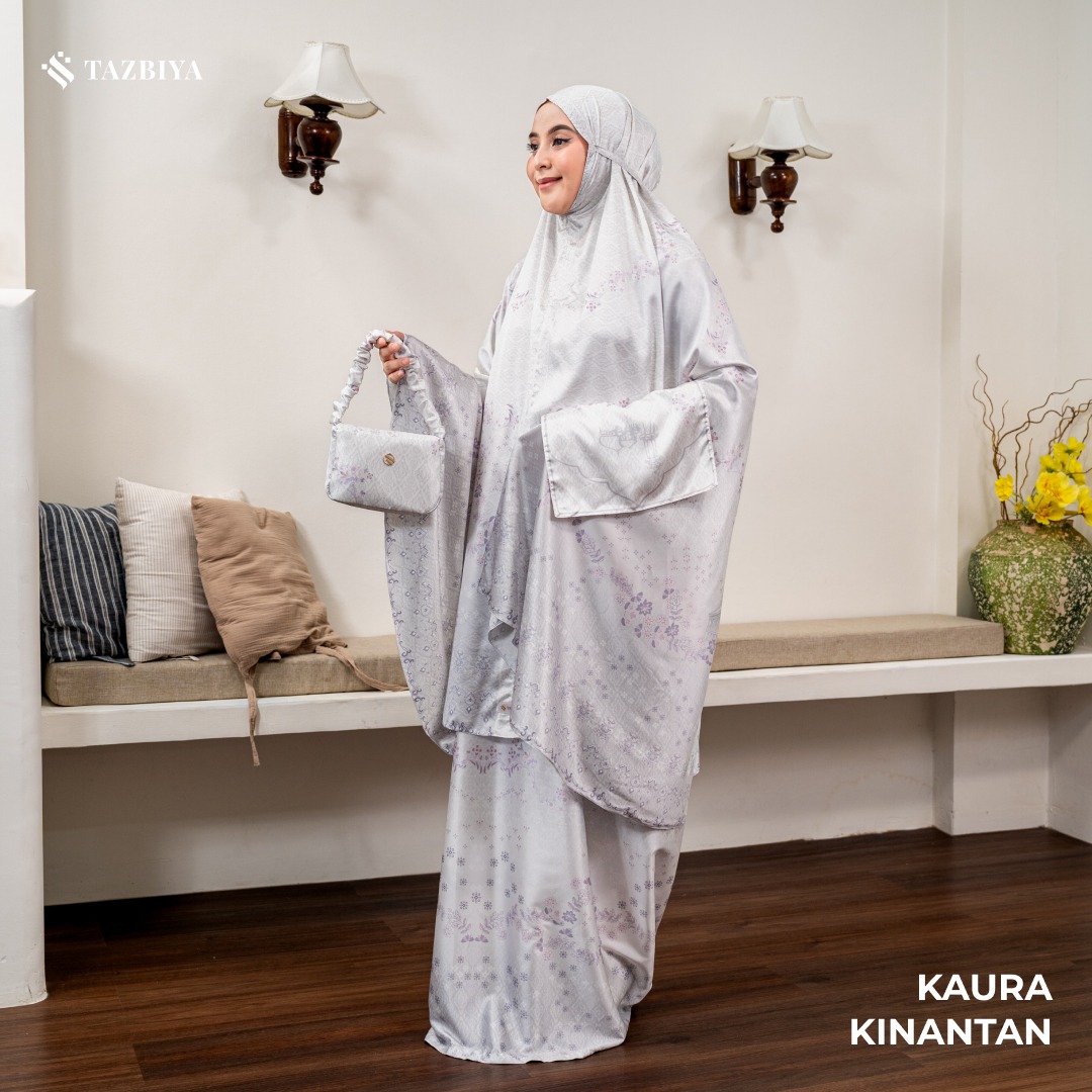 TAZBIYA - Mukena Silk KAURA Series (Mukena Dewasa Motif Nusantara Heritage Bahan Silk 2 in 1 dengan Sajadah Mini)