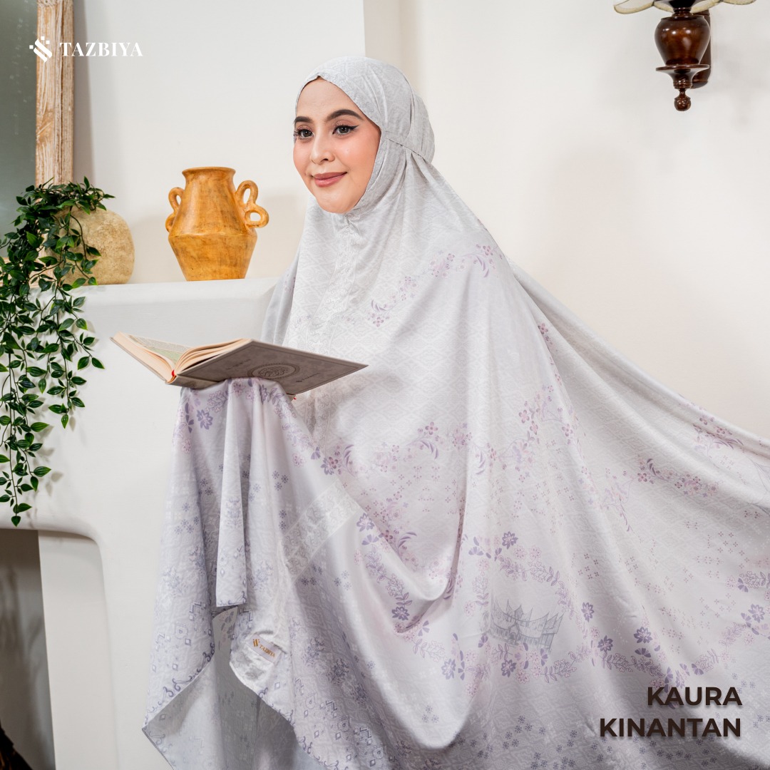 TAZBIYA - Mukena Silk KAURA Series (Mukena Dewasa Motif Nusantara Heritage Bahan Silk 2 in 1 dengan Sajadah Mini)