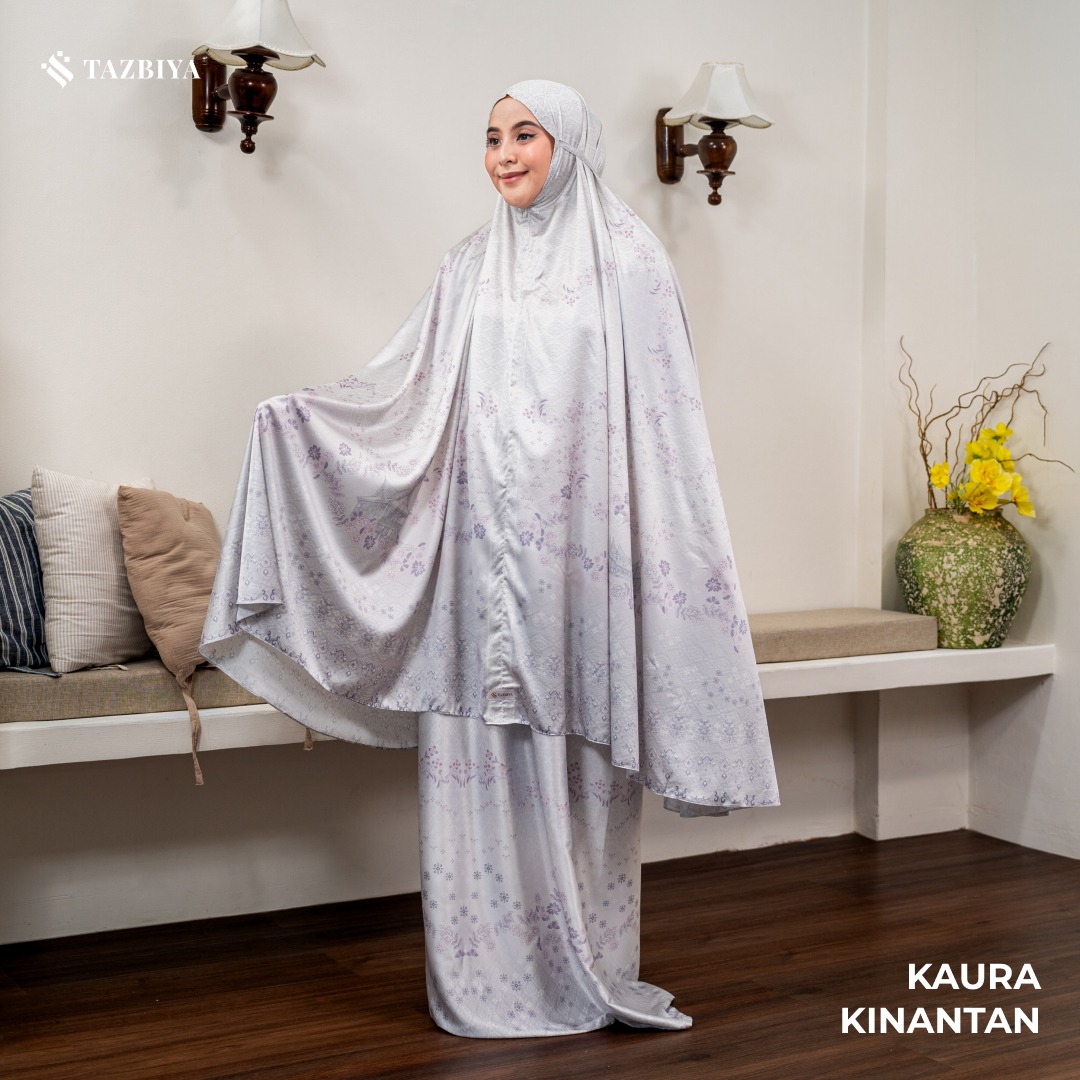 TAZBIYA - Mukena Silk KAURA Series (Mukena Dewasa Motif Nusantara Heritage Bahan Silk 2 in 1 dengan Sajadah Mini)