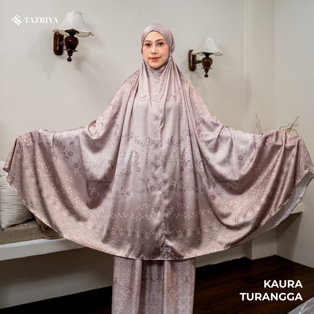 TAZBIYA - Mukena Silk KAURA Series (Mukena Dewasa Motif Nusantara Heritage Bahan Silk 2 in 1 dengan Sajadah Mini)