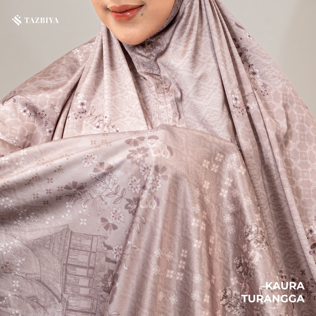TAZBIYA - Mukena Silk KAURA Series (Mukena Dewasa Motif Nusantara Heritage Bahan Silk 2 in 1 dengan Sajadah Mini)